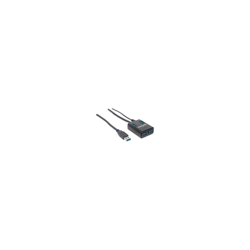 HUB USBMANHATTAN162302 V3.0  4 PTOS CON FUENTE NEGRO