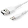 CABLE DE CARGA DE 1M USB A LIGHTNING - CABLE LIGHTNING CERTIFICADO MFI APPLE - CABLE LIGHTNING DE SERVICIO PESADO - BLANCO - STA