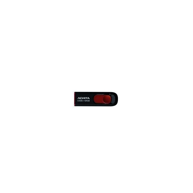 MEMORIA ADATA 64GB USB 2.0 C008 RETRACTIL NEGRO-ROJO ( AC008-64G-RKD)