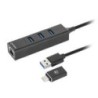 ADAPTADOR DE REDMANHATTAN180894 GB USB A/C +HUB 3 PTOS V3.0
